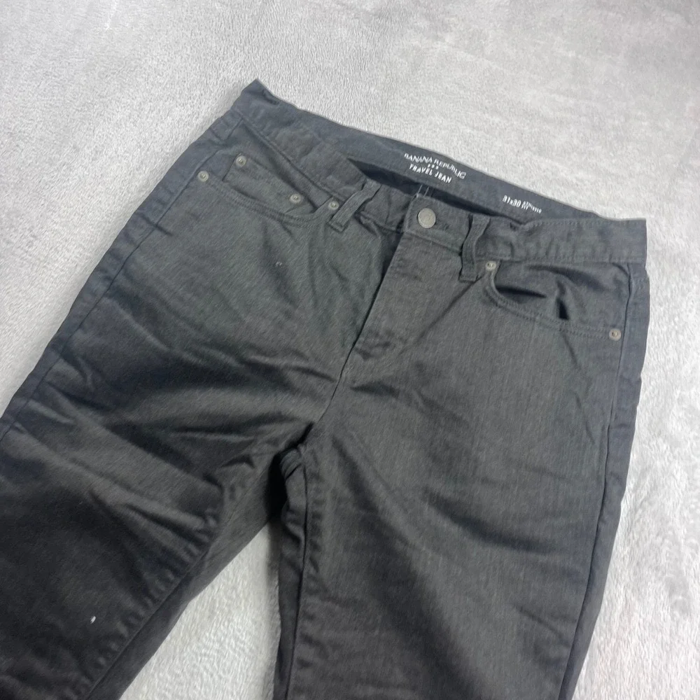 Banana Republic Travel Jean Mens 31x30 Athletic Fit Dark Gray Charcoal Denim